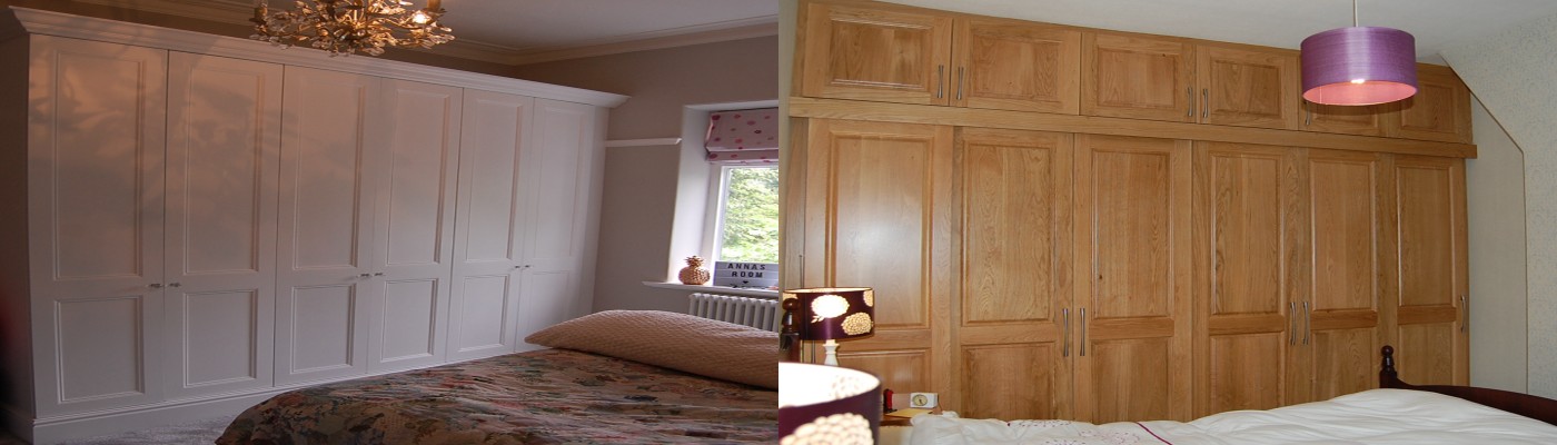 White painted bedroom and solid oak bedroom