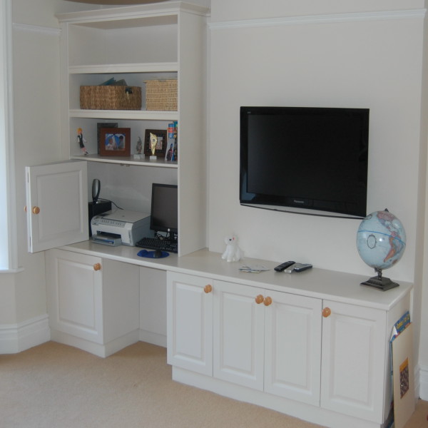 painted shelf unit to the alcove with drawers and desk in the family room painted shelf unit to the alcove with drawers and desk in the family room